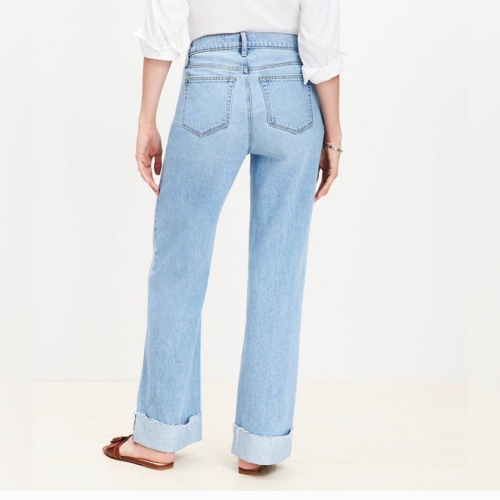 Loft Cuffed Wide Leg Denim Lightwash Jeans - Picture 15 of 15